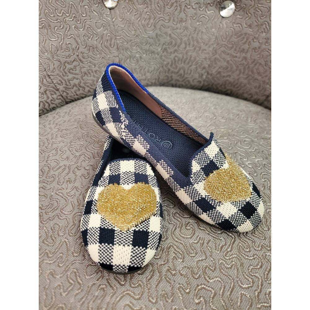 Rothy's Gingham Heart Loafer, Kids Size 12, NWOT